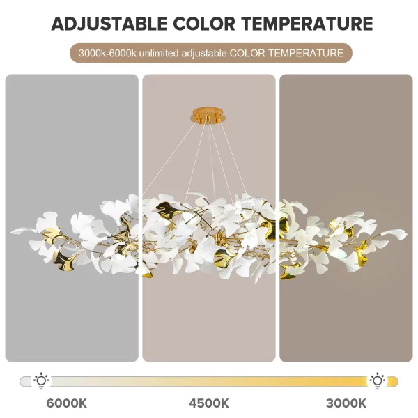 Modern new design flower leaf chandelier  ceramic gold white living room bedroom gazebo dining room chandler brass chandelier