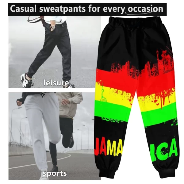 Jamaica Rasta Reggae Man Pants Sport Casual Long Pants Fitness Cool Stylish Colourful Rasta Pants Breathable Men Clothing - Image 3