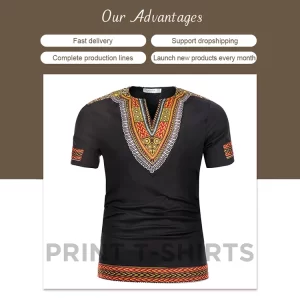 Africa Clothing Dashiki Print Men Wear Cotton Classical Casual Puls Size T-shirt Men Basic Top African Clothes For Men