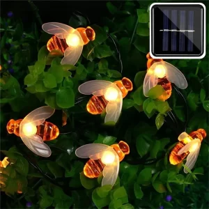 Outdoor Honeybee Fairy String Lights 20 LED Solar Powered Honey Bee String Light for Garden Patio Flower Trees Lawn