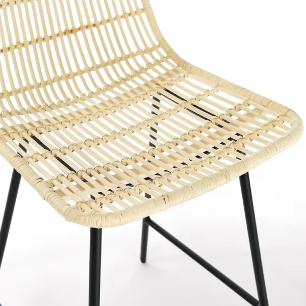 Modern Design set of 2 Bar Furniture Paper Rope Weaving Seat Rattan Chair Dining Stools Bar Chairs - Image 2