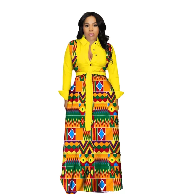 African Designer Dress Lady Sehe Fashion Flower Printed Maxi African Style Bow Casual Dresses Digital Printing Floral Print - Image 5