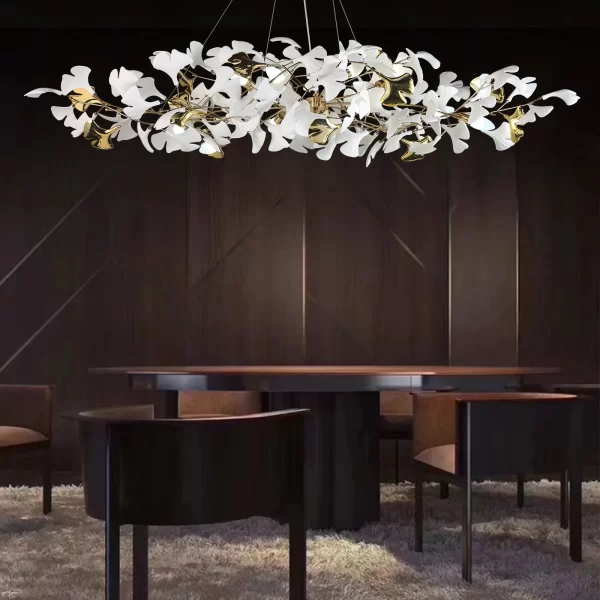 Modern new design flower leaf chandelier  ceramic gold white living room bedroom gazebo dining room chandler brass chandelier - Image 2