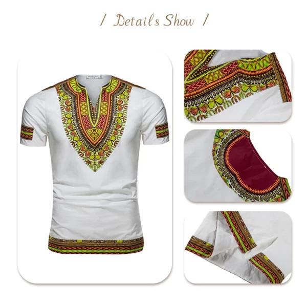 Africa Clothing Dashiki Print Men Wear Cotton Classical Casual Puls Size T-shirt Men Basic Top African Clothes For Men - Image 3