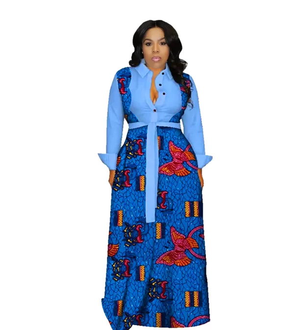 African Designer Dress Lady Sehe Fashion Flower Printed Maxi African Style Bow Casual Dresses Digital Printing Floral Print - Image 3