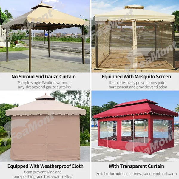 3x4m Outdoor Patio Garden Aluminum Gazebo Luxury Garden Outdoor Gazebo Sun Shelter - Image 2