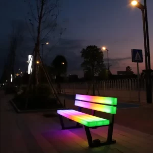 Garden Amusement Park Leisure Chair Bench PE Seat Decoration Park Benches Lighting Seat Rail RGBW Color Furniture